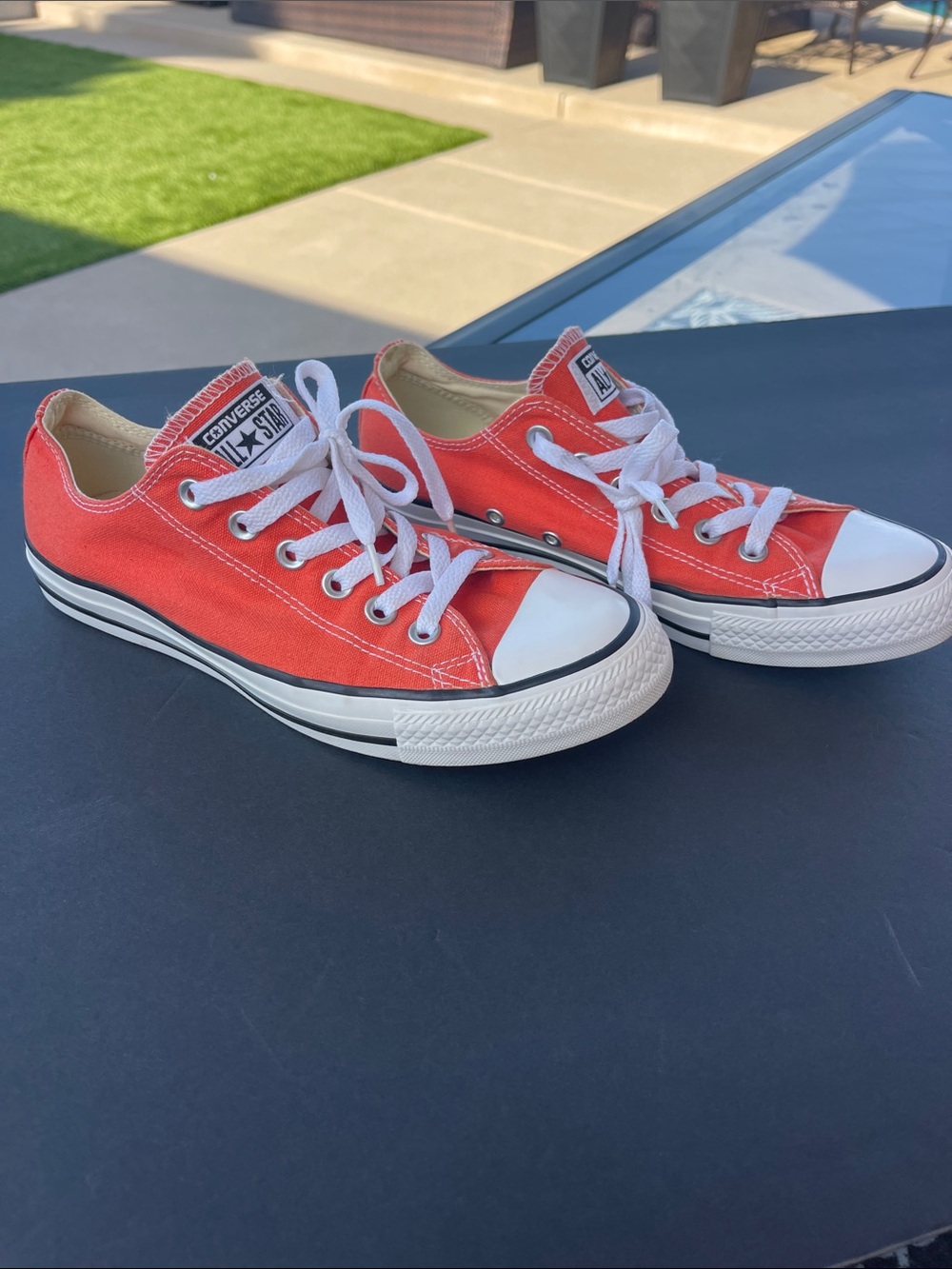 Converse low top canvas sneakers - orange with white